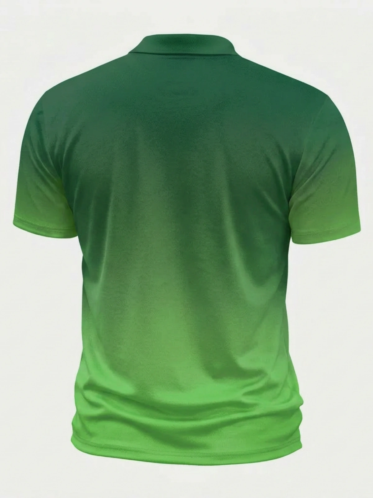 Moisture Wicking Golf Polo 3D Dark Green to Light Green Ombre Gradient Button Short Sleeve Golf Polo Shirt