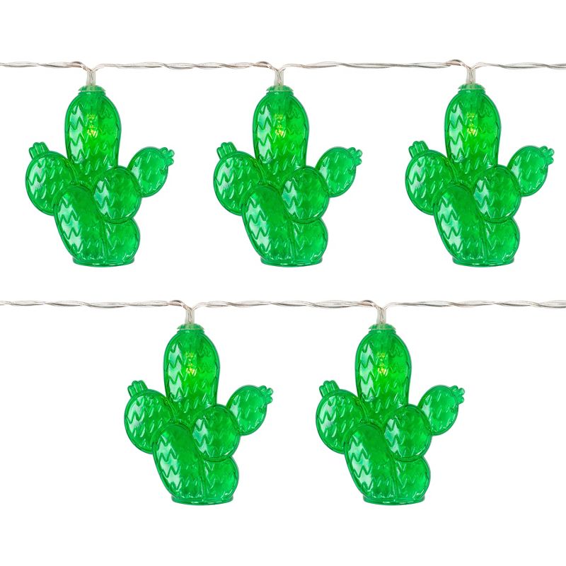 Northlight LED Prickly Pear Cactus Indoor Outdoor Patio Light Set - 4.5' Clear Wire - 10pcs