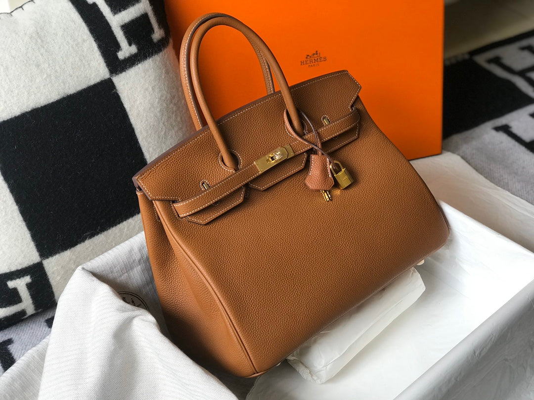 Hermes Birkin 35Cm Bag Brown Togo Gold Hardware