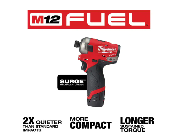 2551-22-2505-20 M12  12V Li-Ion Cordless SURGE 1/4 in. Hex Impact Driver and 4-in-1 Installation 3/8 in. Drill Driver Combo Kit