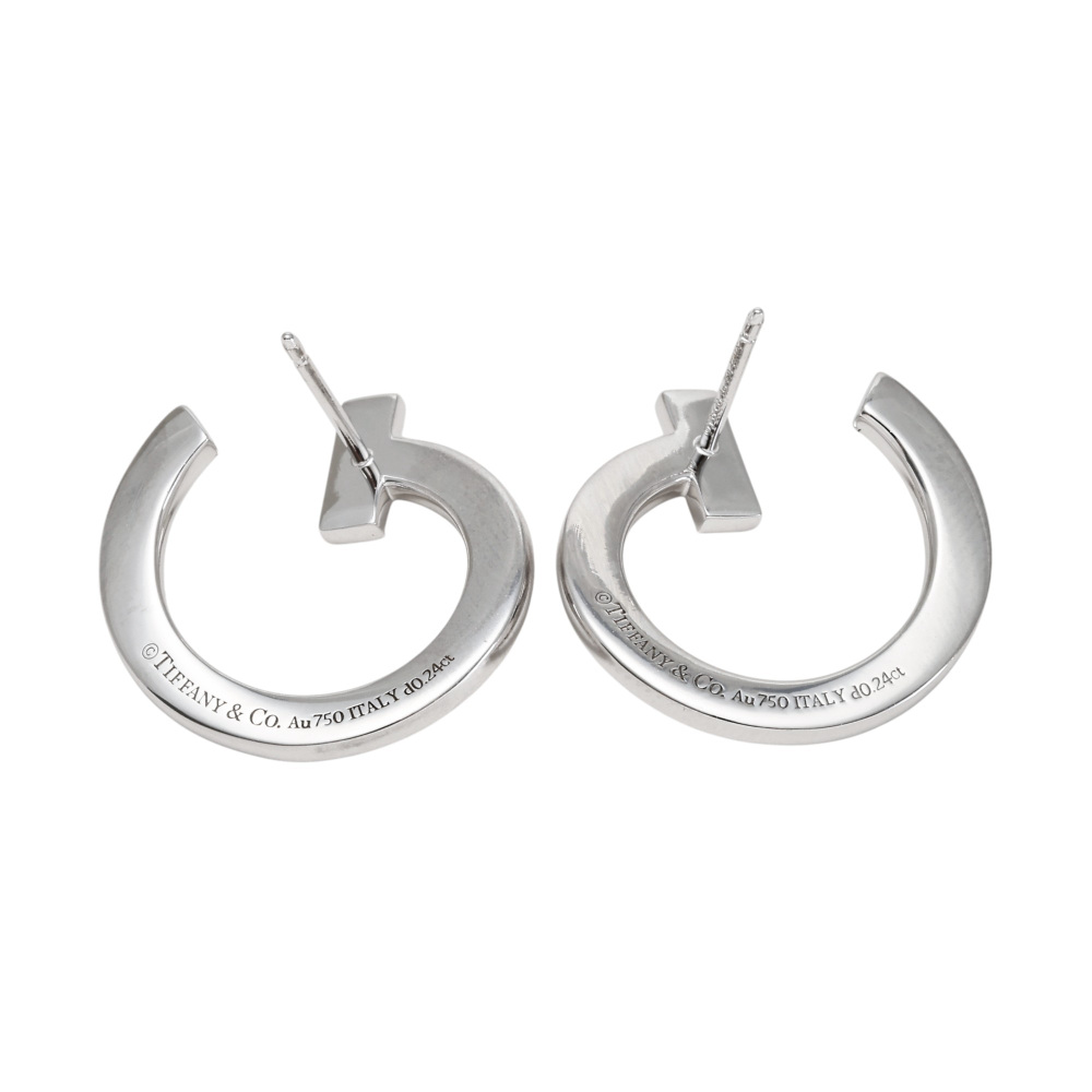 Tiffany & Co. Tiffany T One Open Hoop Earrings 18K White Gold 68408121