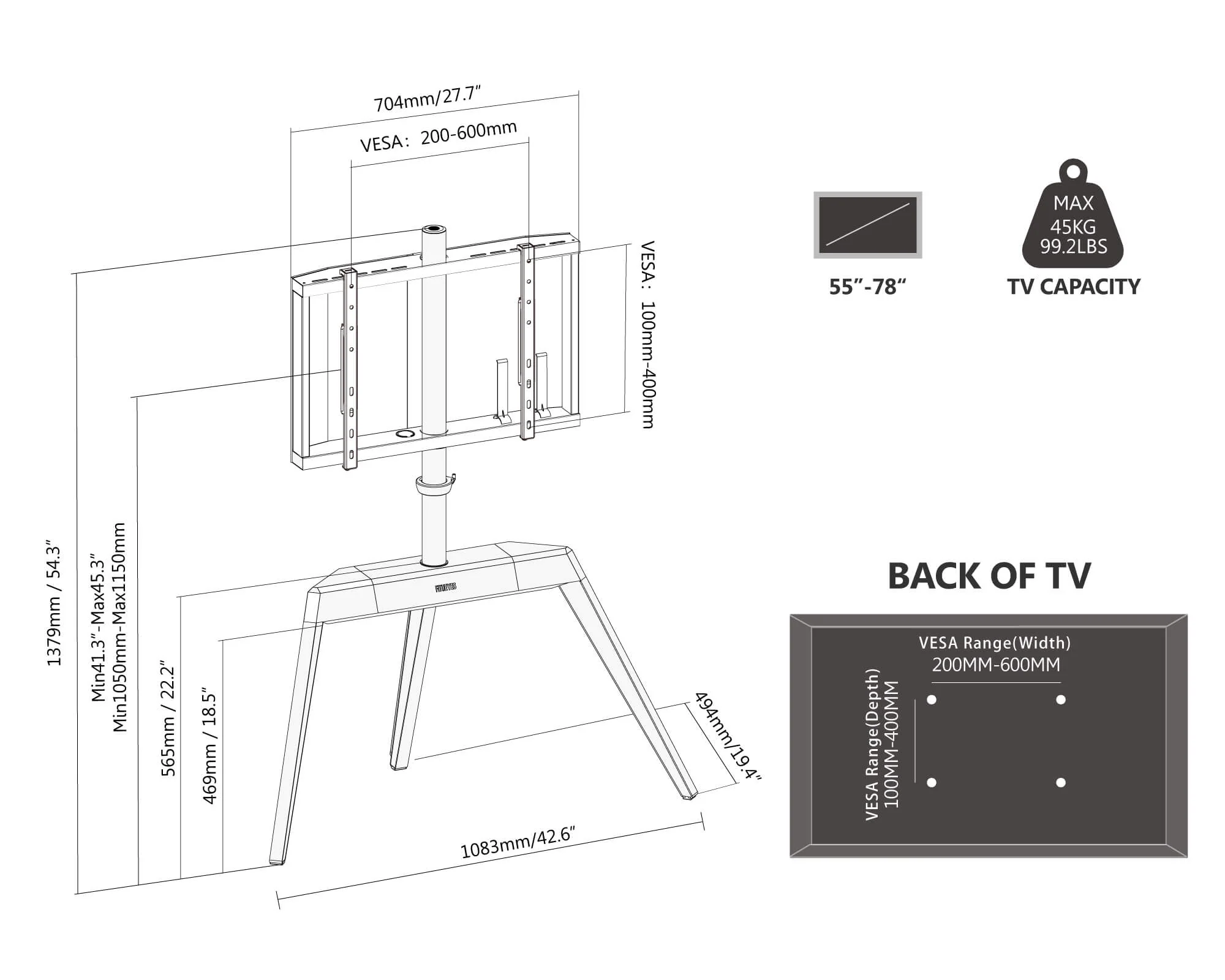 Picasso FT78 Corner TV Stand