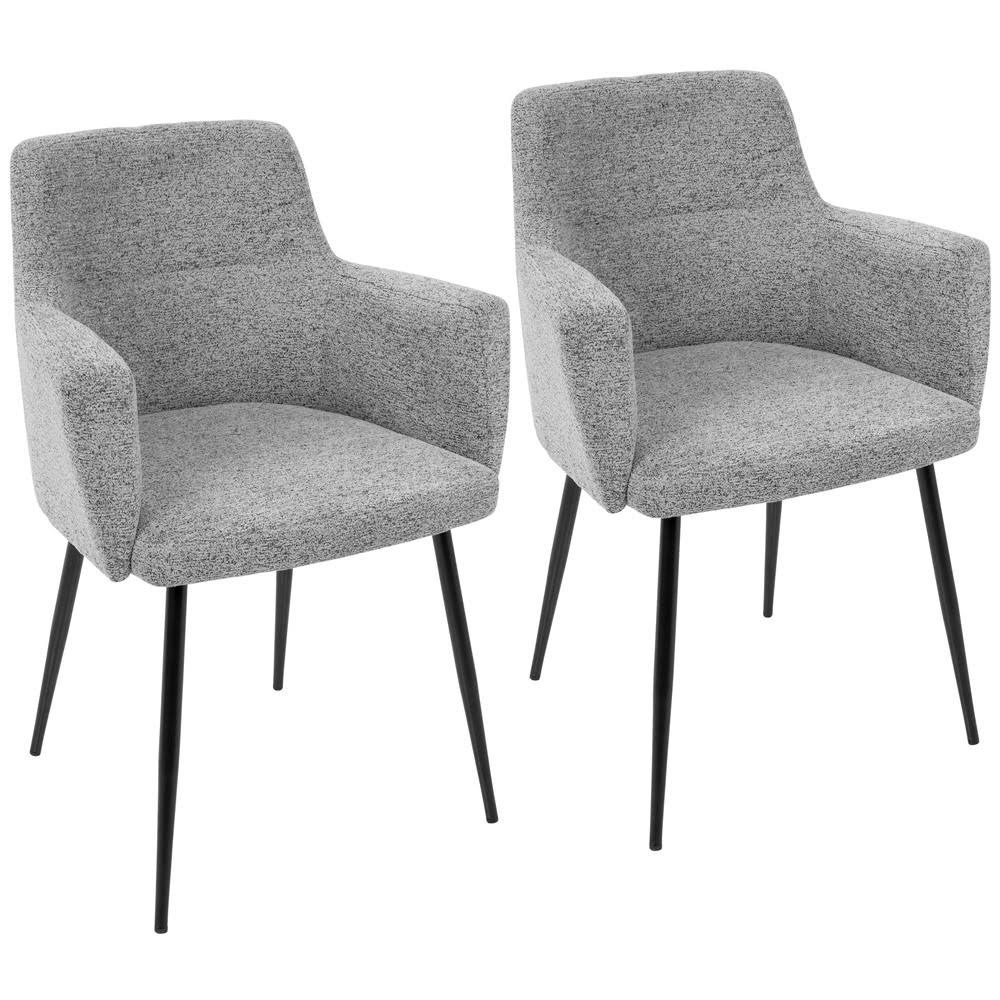 Zuri Modern Bolton Fabric Dining Chair - Set of 2, Gray and Black