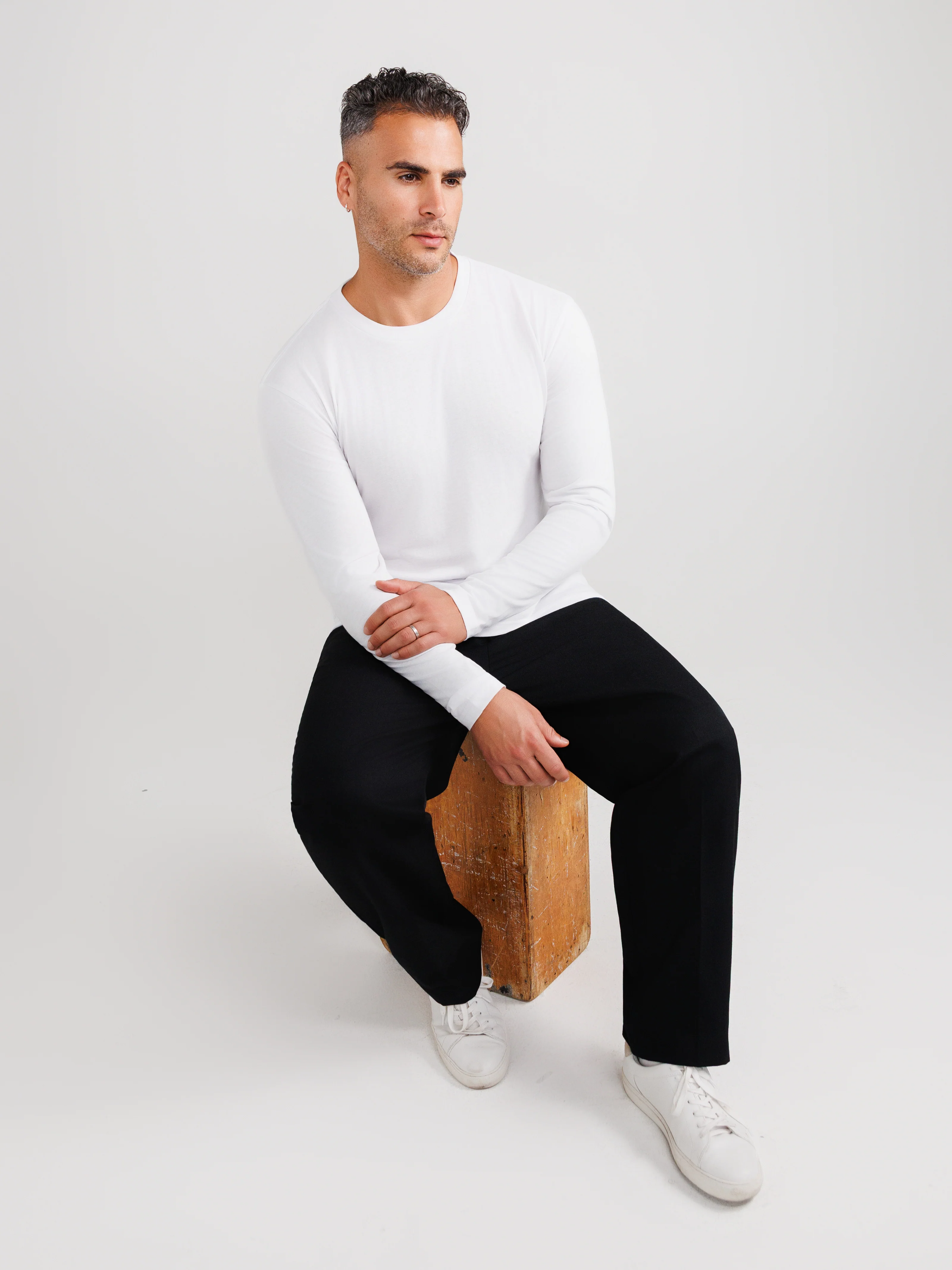 Weißes Langarmshirt 3er-Pack
