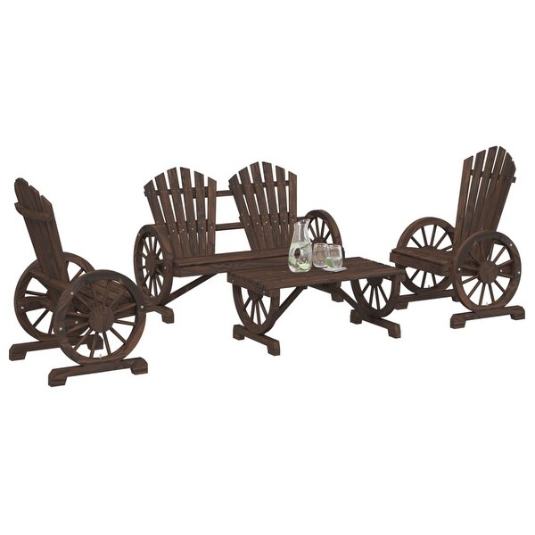 vidaXL Patio Lounge Set Outdoor Garden Seat Furniture 4 Piece Solid Wood Fir