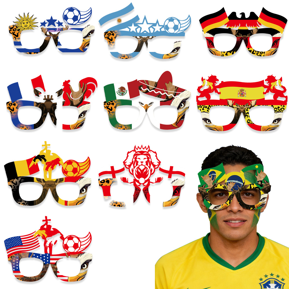 2026 US-Canada-Mexico World Cup glasses, national flag football glasses, fan cheerleading props
