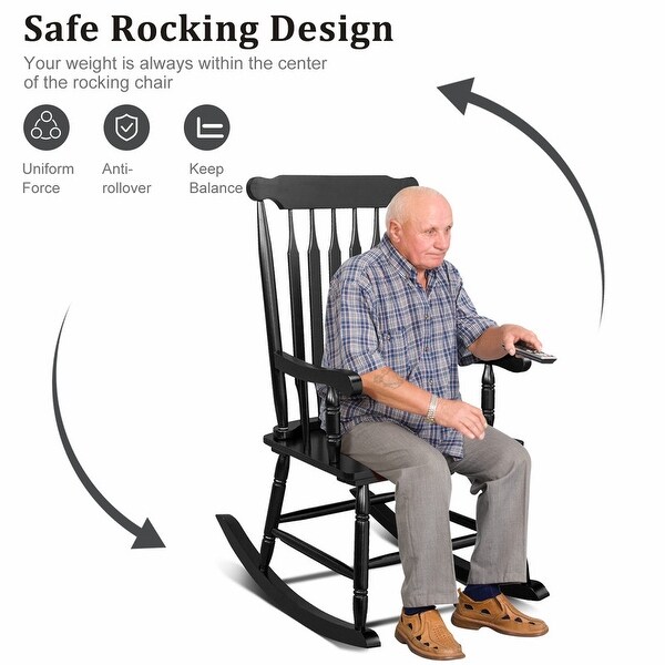 Single Solid Wood Patio Rocking Chair