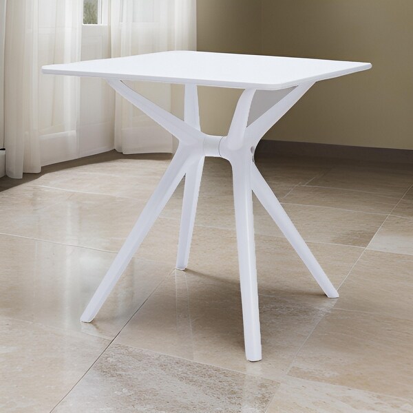Filia 29 Inch Outdoor Dining Table,Rectangular Top,Tapered Legs,White