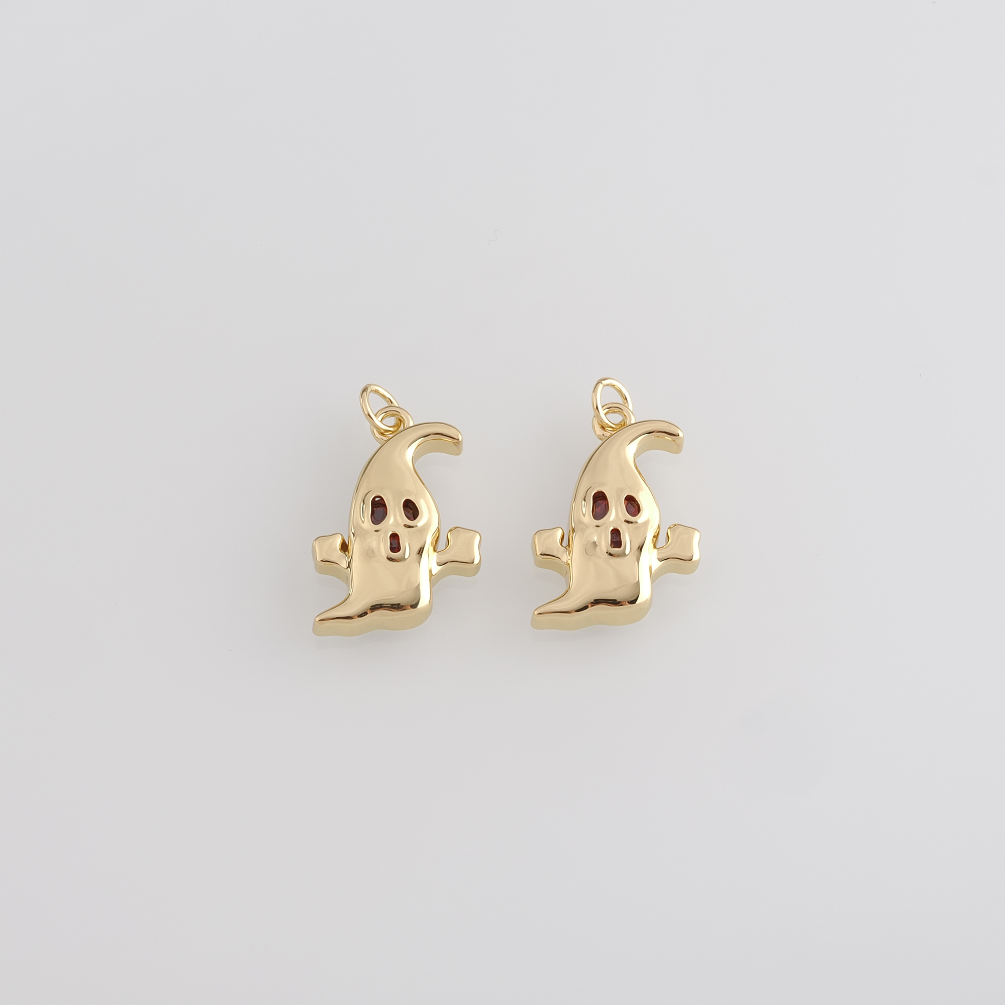 18K Gold Filled Ghost Pendant,Halloween Charm,Cute Ghost Earrings Necklace for DIY Jewelry Making Supply