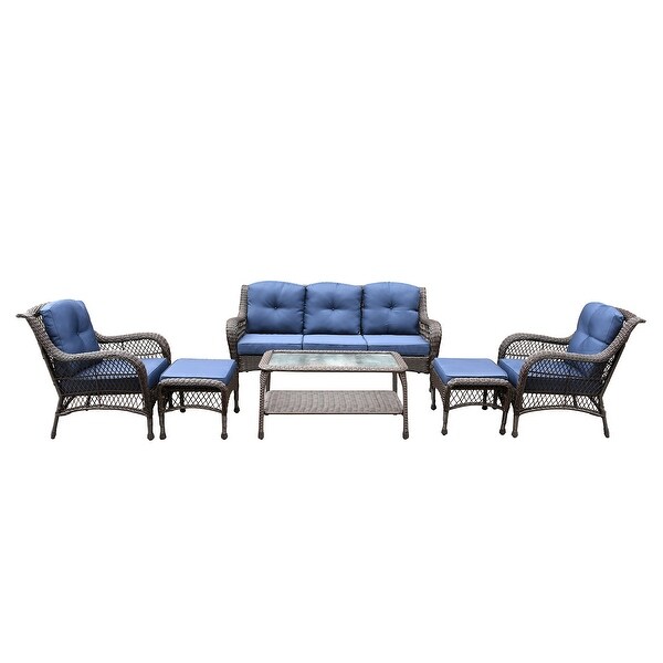 6piece Resin Wicker Patio Furniture Conversation Set with High Back