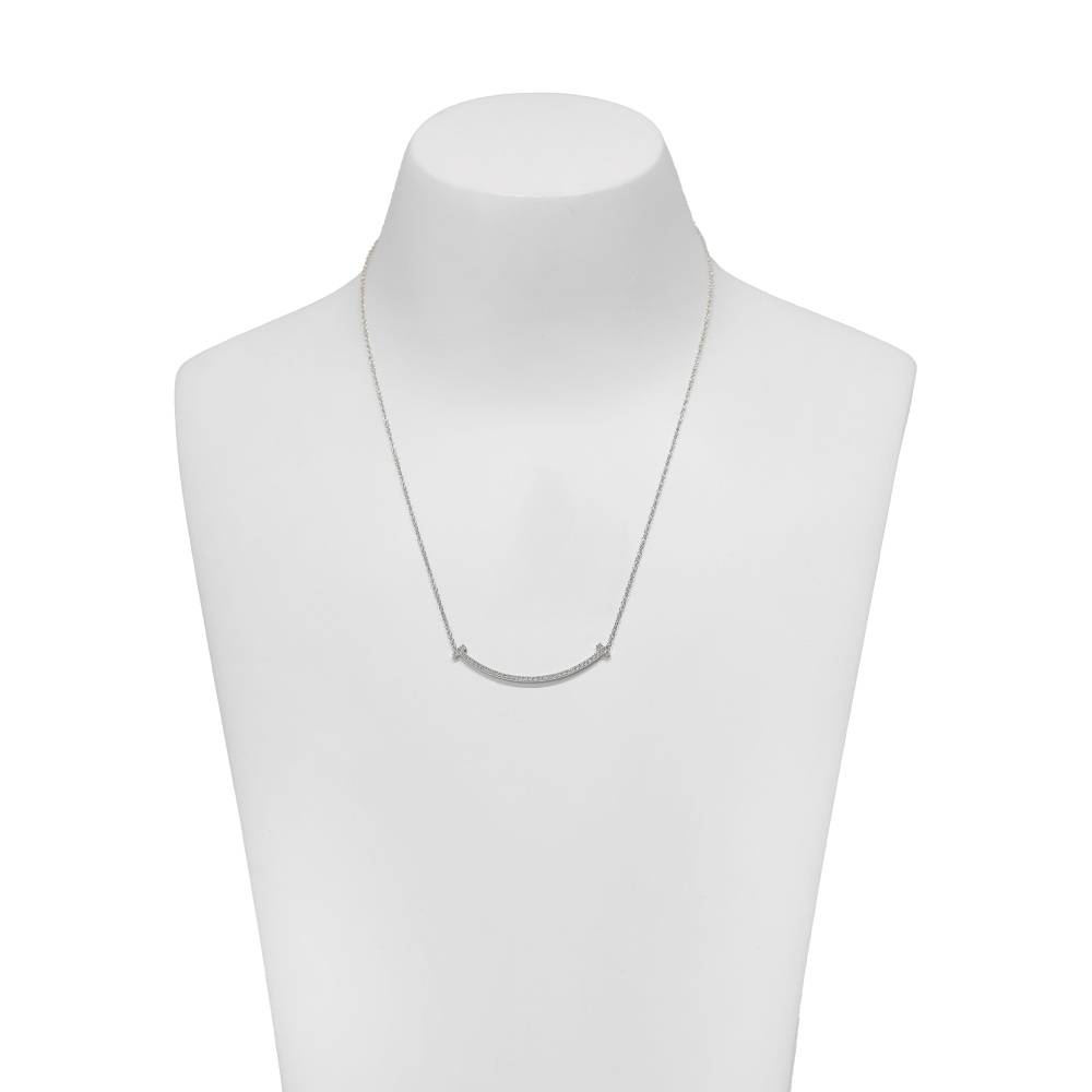 Tiffany & Co. Tiffany T Smile Necklace 18K White Gold Diamond 63058793