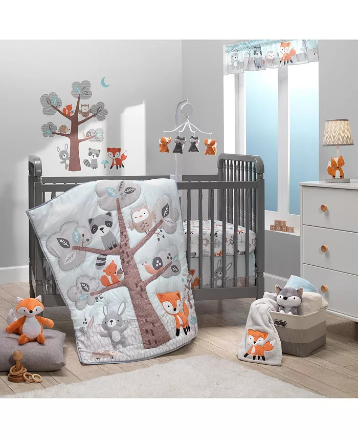 Bedtime Originals Woodland Friends Mint Blue Gray Forest Animals Window Valance