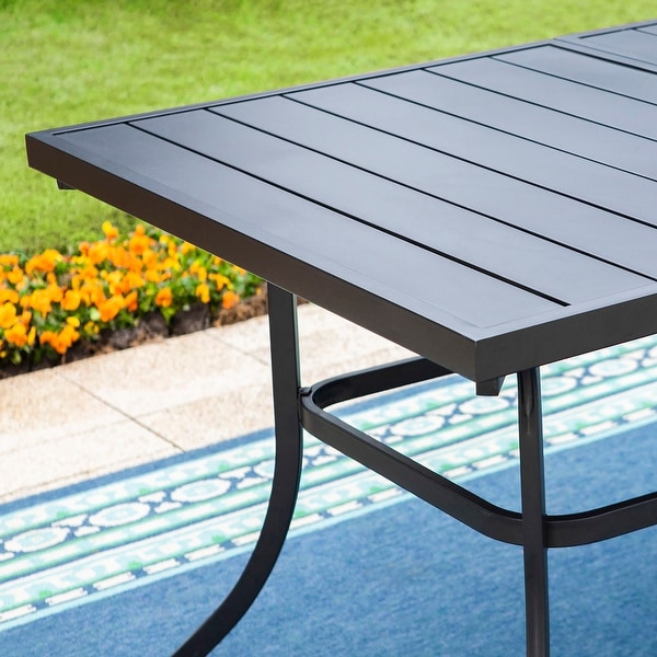 7 Pieces Patio Dining Set,6 x C Spring Motion Chairs Textilene and 1 Metal Table with 2.6