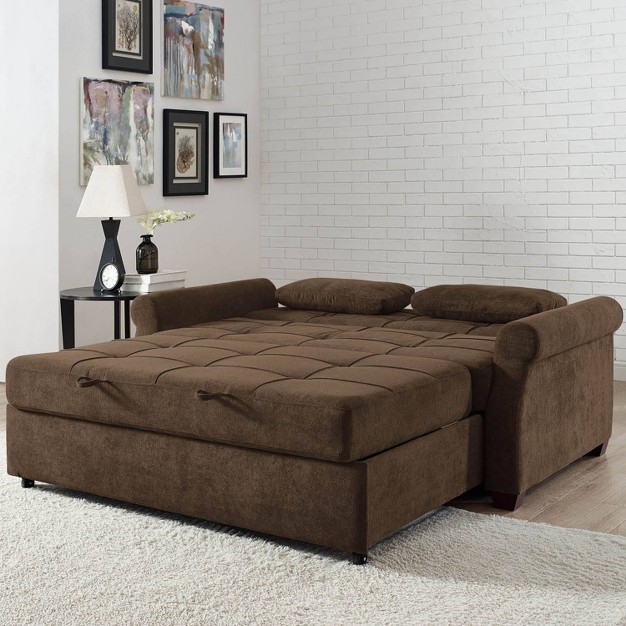 Hannah Convertible Futon Sleeper Sofa Brown Serta