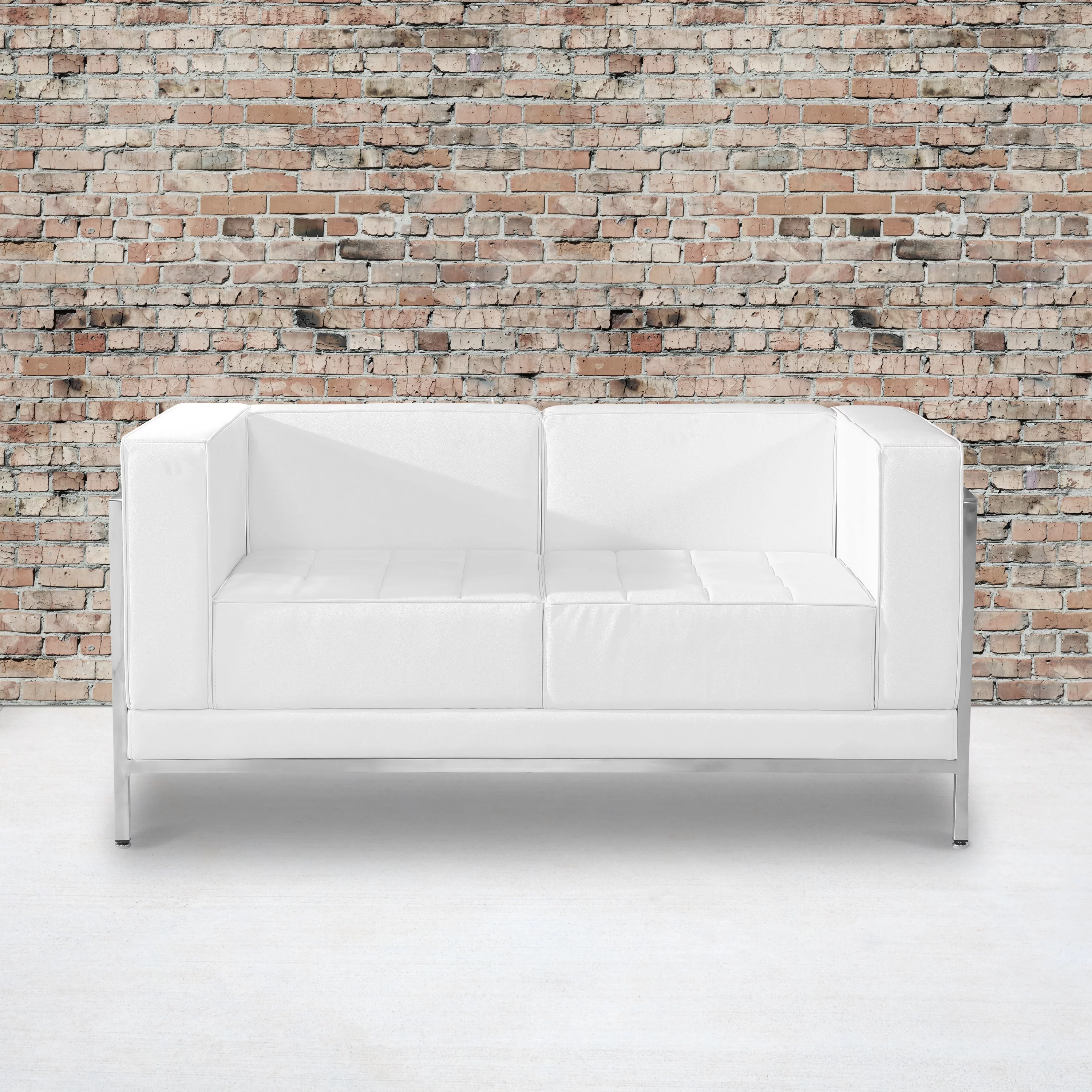 Flash Furniture LeatherSoft Modular Loveseat w/Quilted Tufted Seat &Encasing Frame - 57