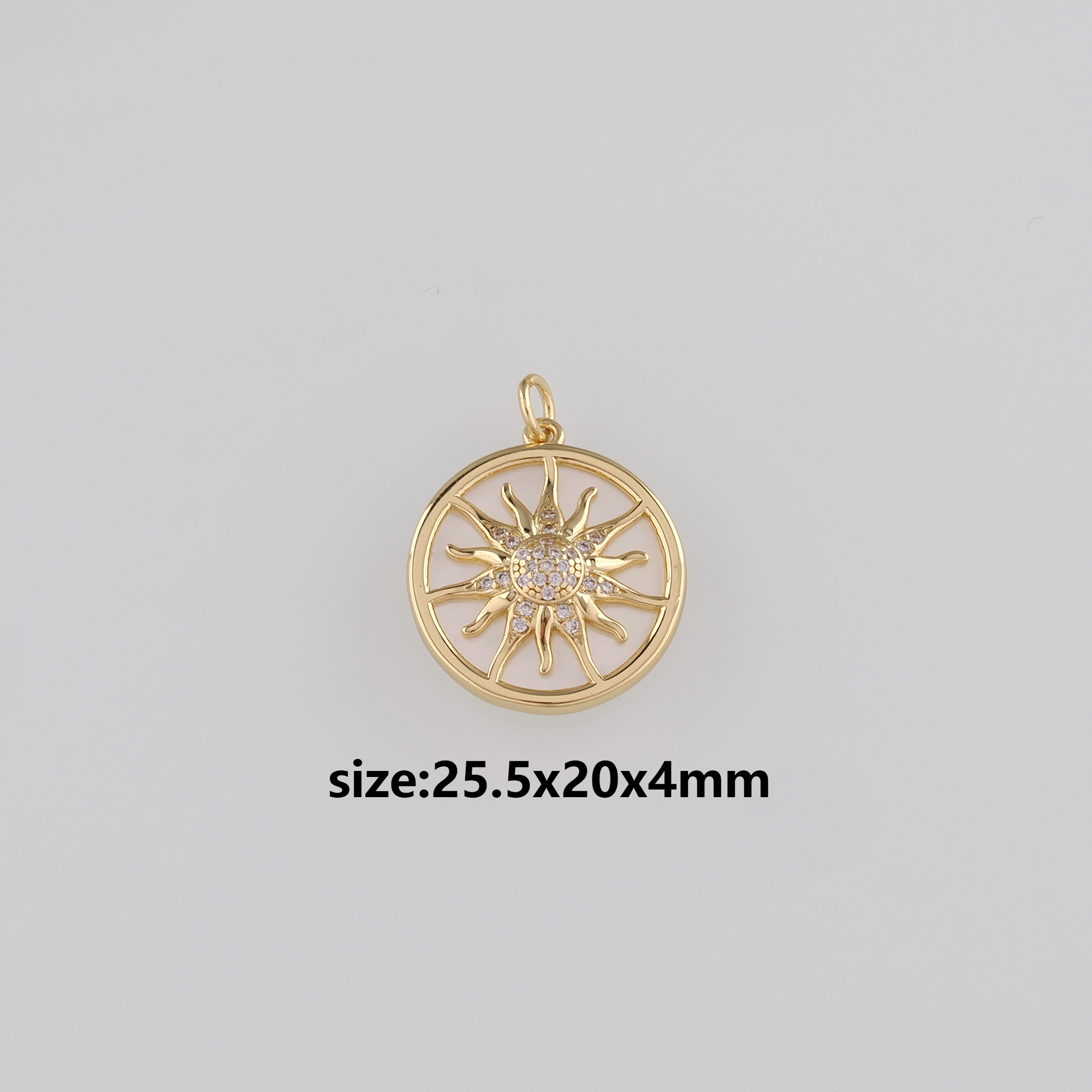 18K Gold Filled Sun Pendant,CZ Micro Pave Celestial Charm Earrings Necklace for DIY Jewelry Making Supply