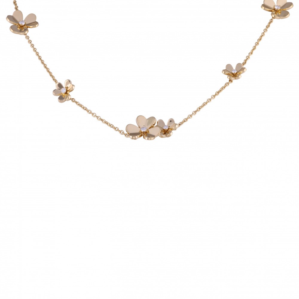 Van Cleef & Arpels Frivole Necklace 9 Flower 18K Yellow Gold Diamond VCARD31500
