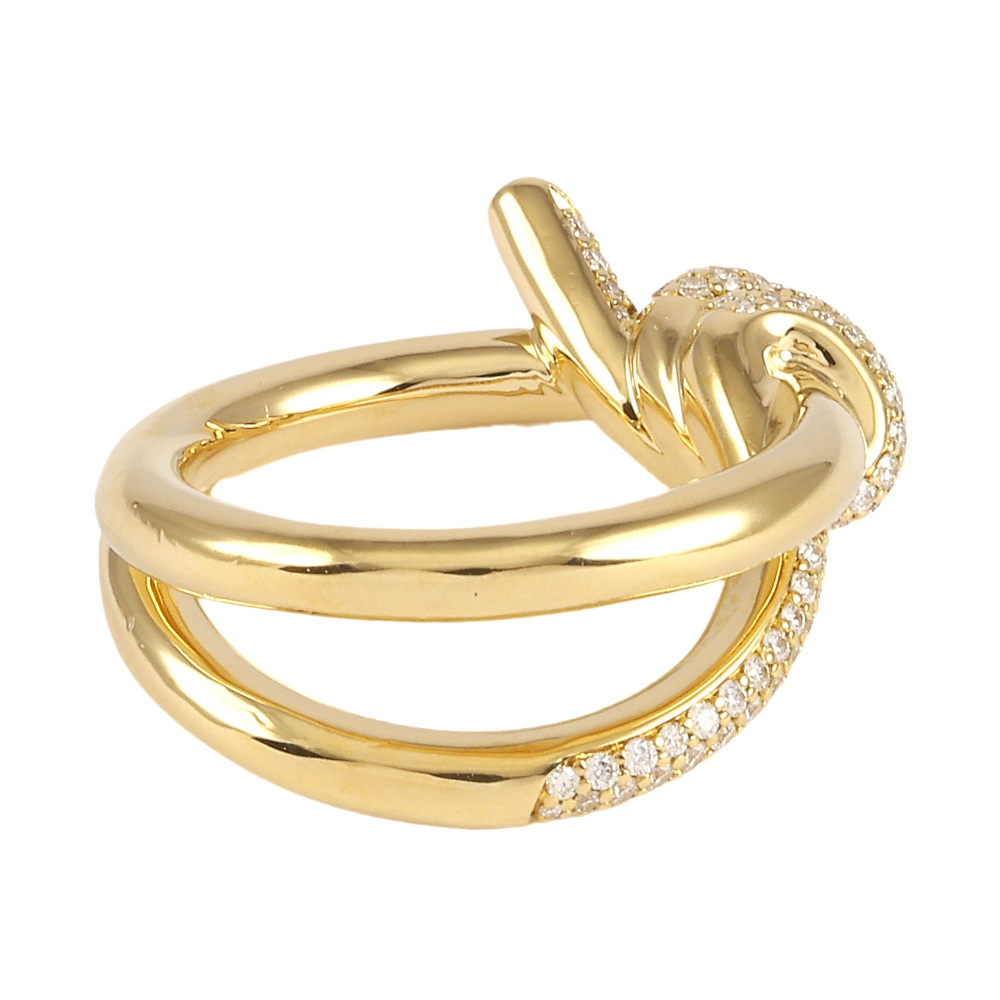 Tiffany & Co. Knot Double Row Ring 18K Yellow Gold Diamond 69346626