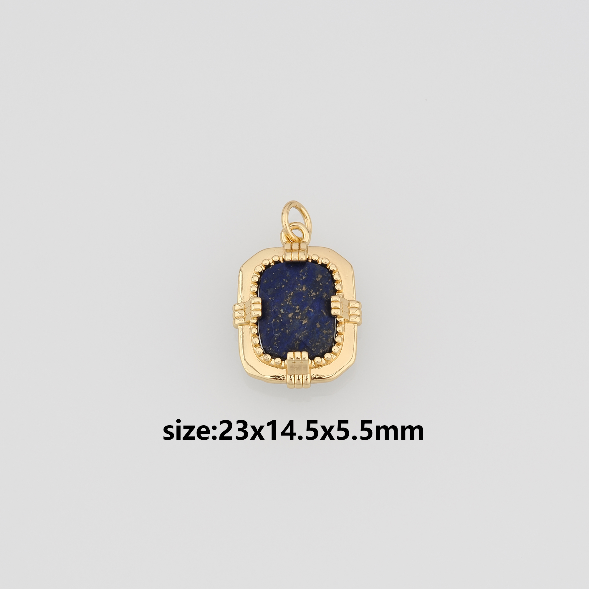 18K Gold Filled Rectangle Pendant,Natural Stone Charm Earrings Necklace for DIY Jewelry Making Supply