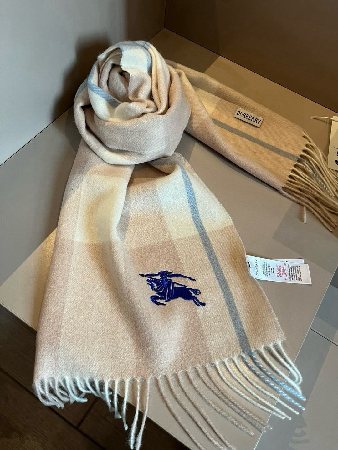 Burberry Cashmere Scarf Beige For Women 180cm