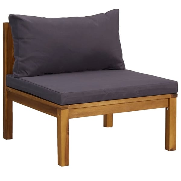 vidaXL Sectional Middle Sofa with Dark Gray Cushions Solid Acacia Wood
