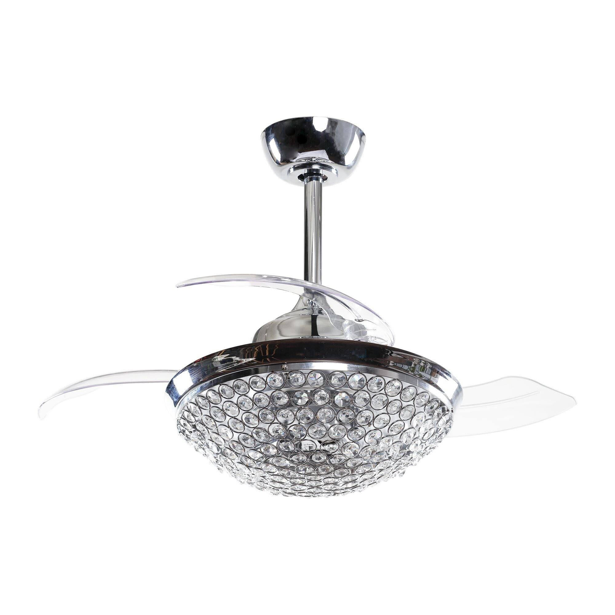 Modern 36 in. Retractable Ceiling Fan with Light Kit Remote Control, Chrome