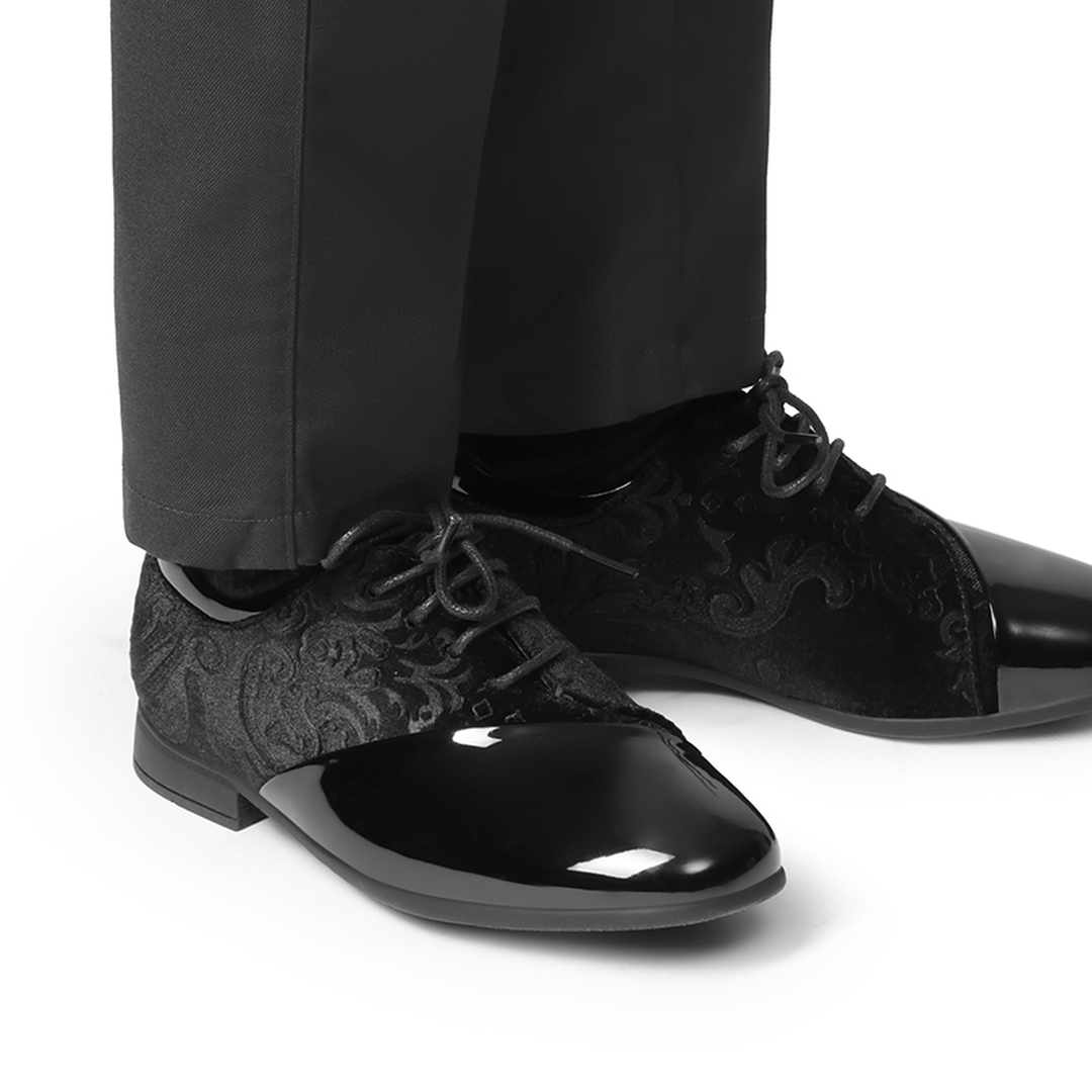 Boys Dress Shoes Formal Patent Velvet Tuxedo Oxford Shoes
