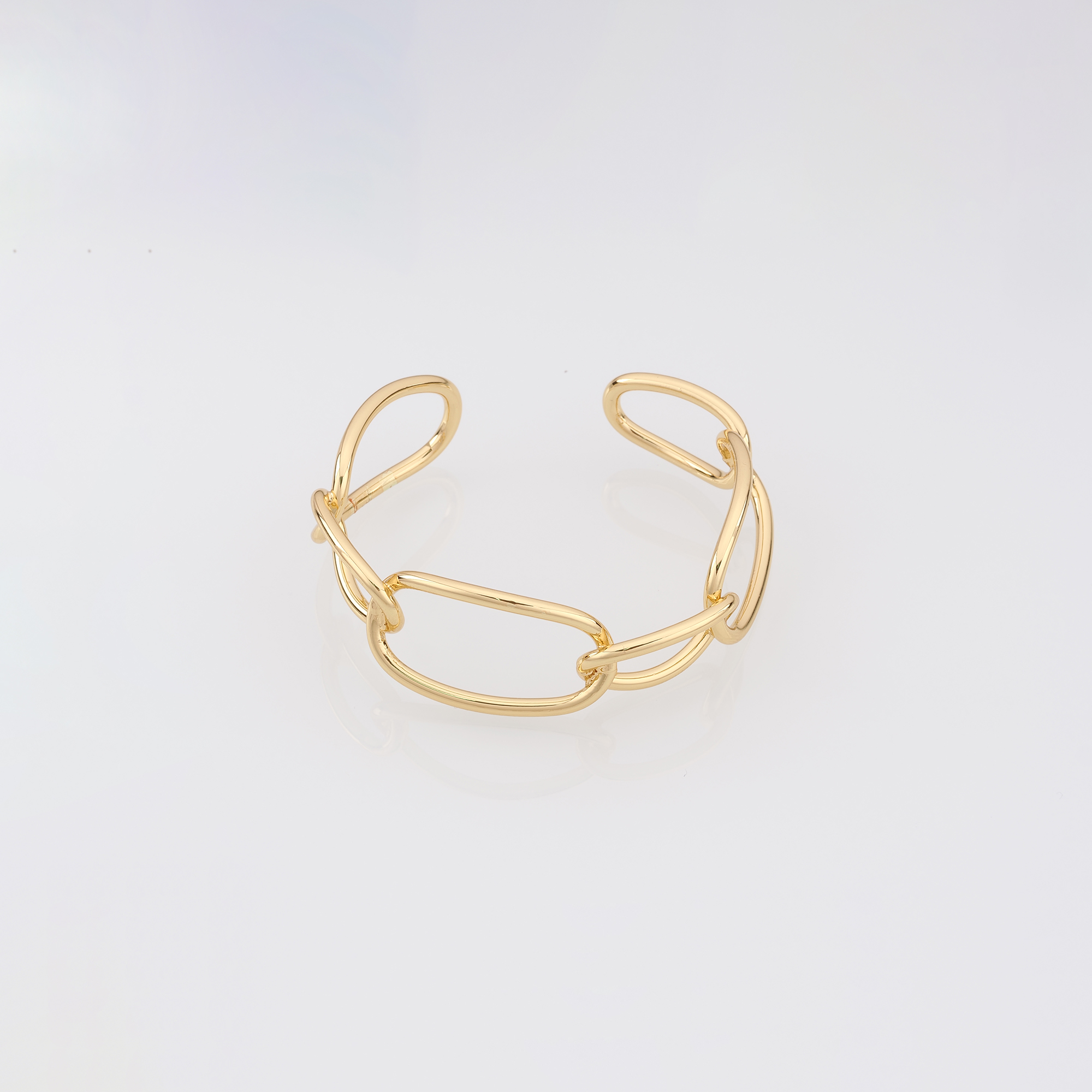 18K Gold Filled Oval Bangle,Gold Oval Link Bracelet,Minimalist Bracelet,Everyday Bracelet,Gift for Her