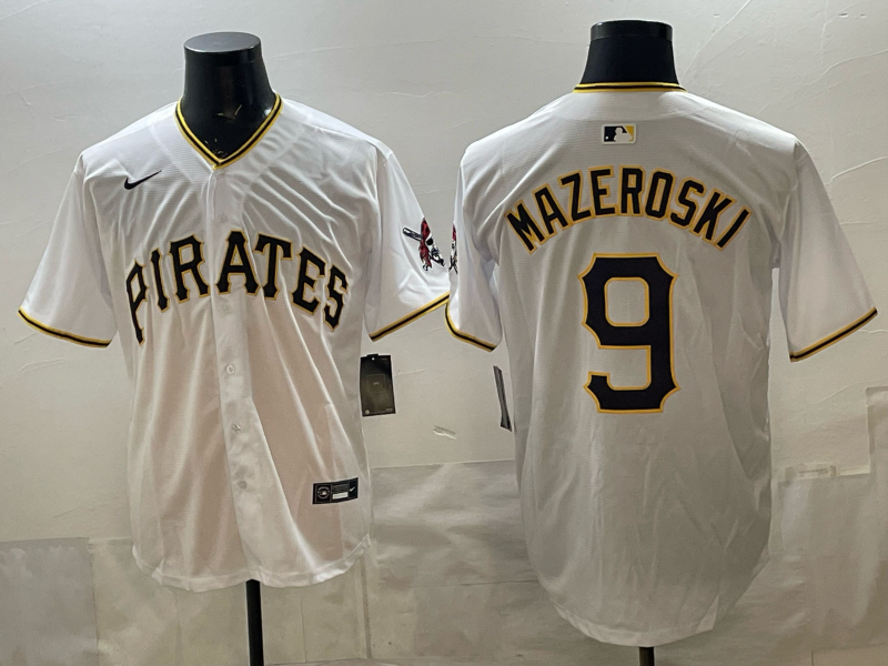 Men's Pittsburgh Pirates Bill Mazeroski #9 White Home Replica Player Jersey