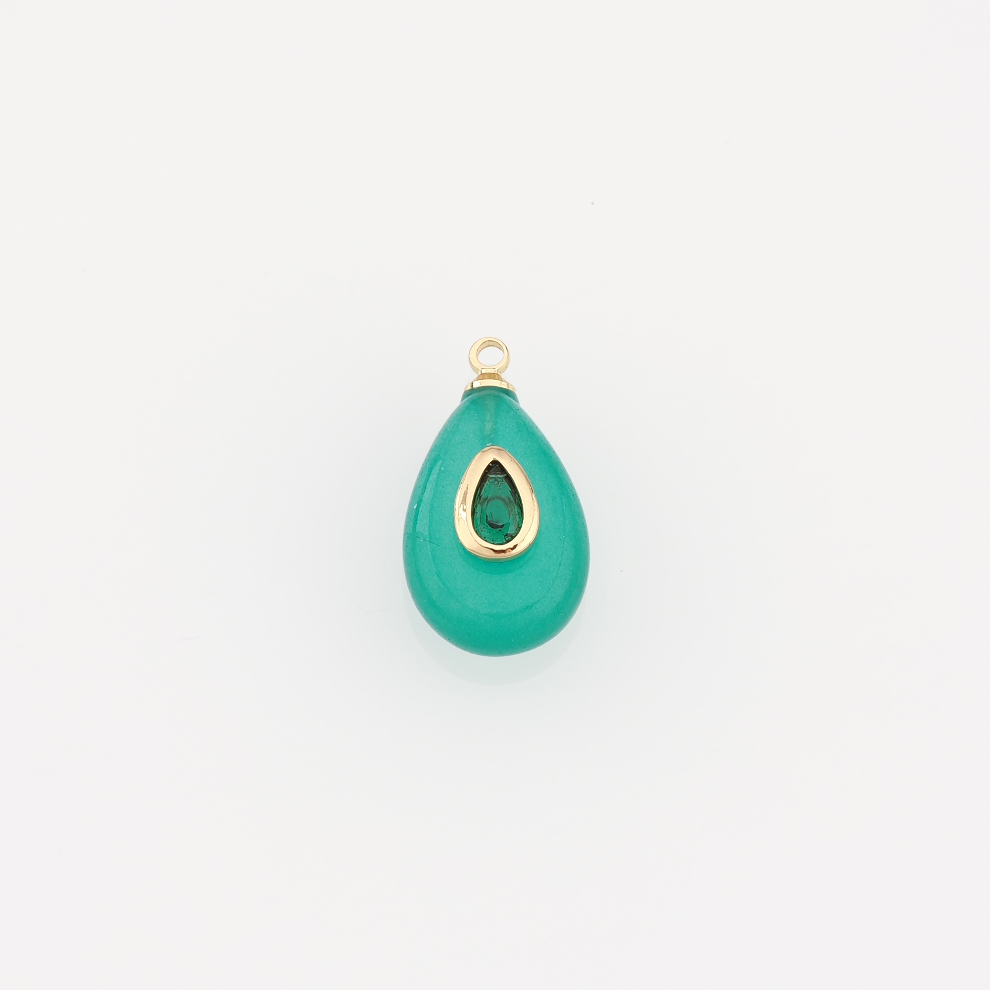 18K Gold Filled Teardrop Pendant,Natural Stone Charm Earrings Necklace for DIY Jewelry Making Supply