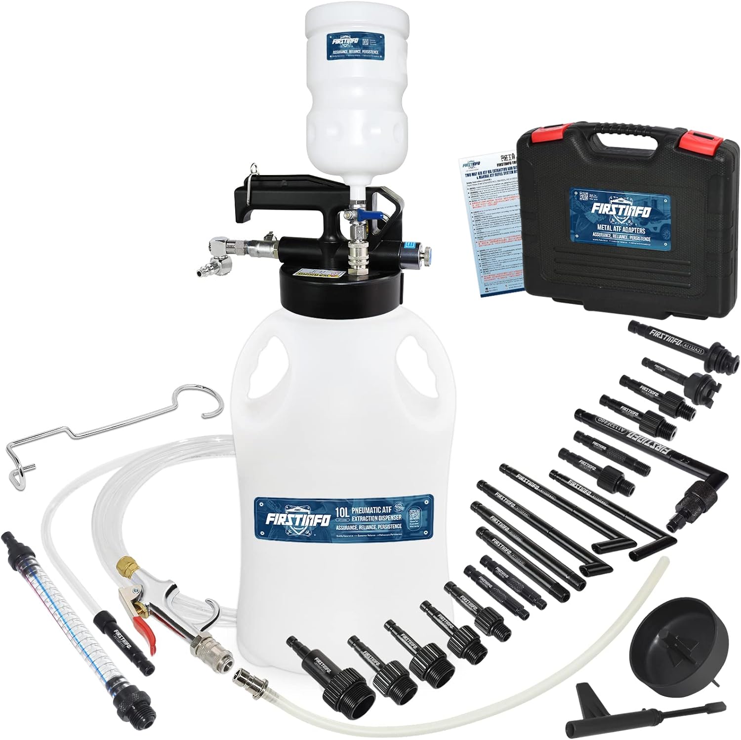 Patented 10L Automatic Transmission Fluid Pump ATF Refill System Dispenser Extractor with 21 Pcs ATF Filler Adapters&Refilling Funnel + Drainer and Refill Kit