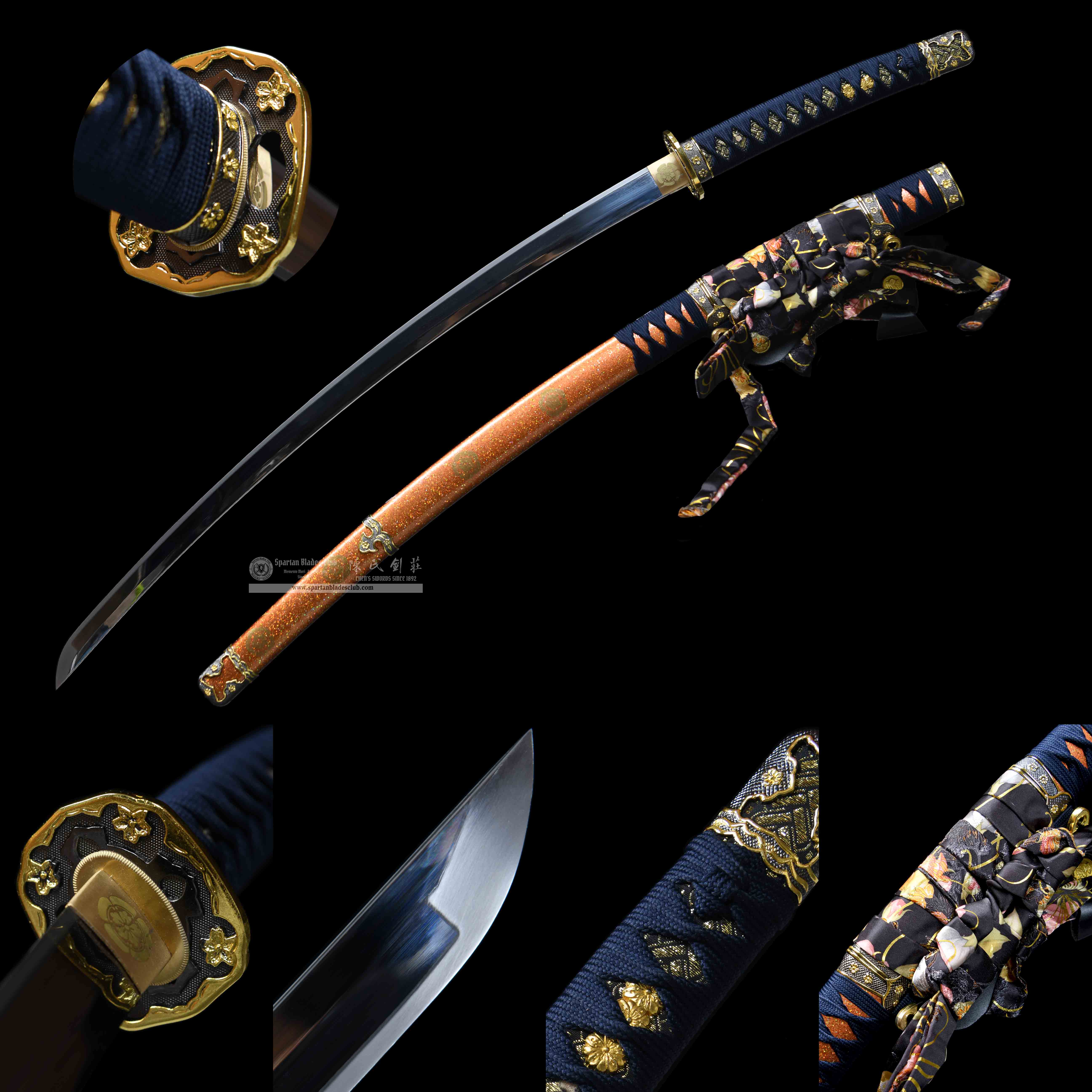 HY184 | Orina | Tachi | Carbon steel | Orange | Flower | Battle-Ready | Full-tang | Spartan Blades Club | CHEN'S SWORDS 1892 - Spartan Blades Club - 陳氏劍莊1892