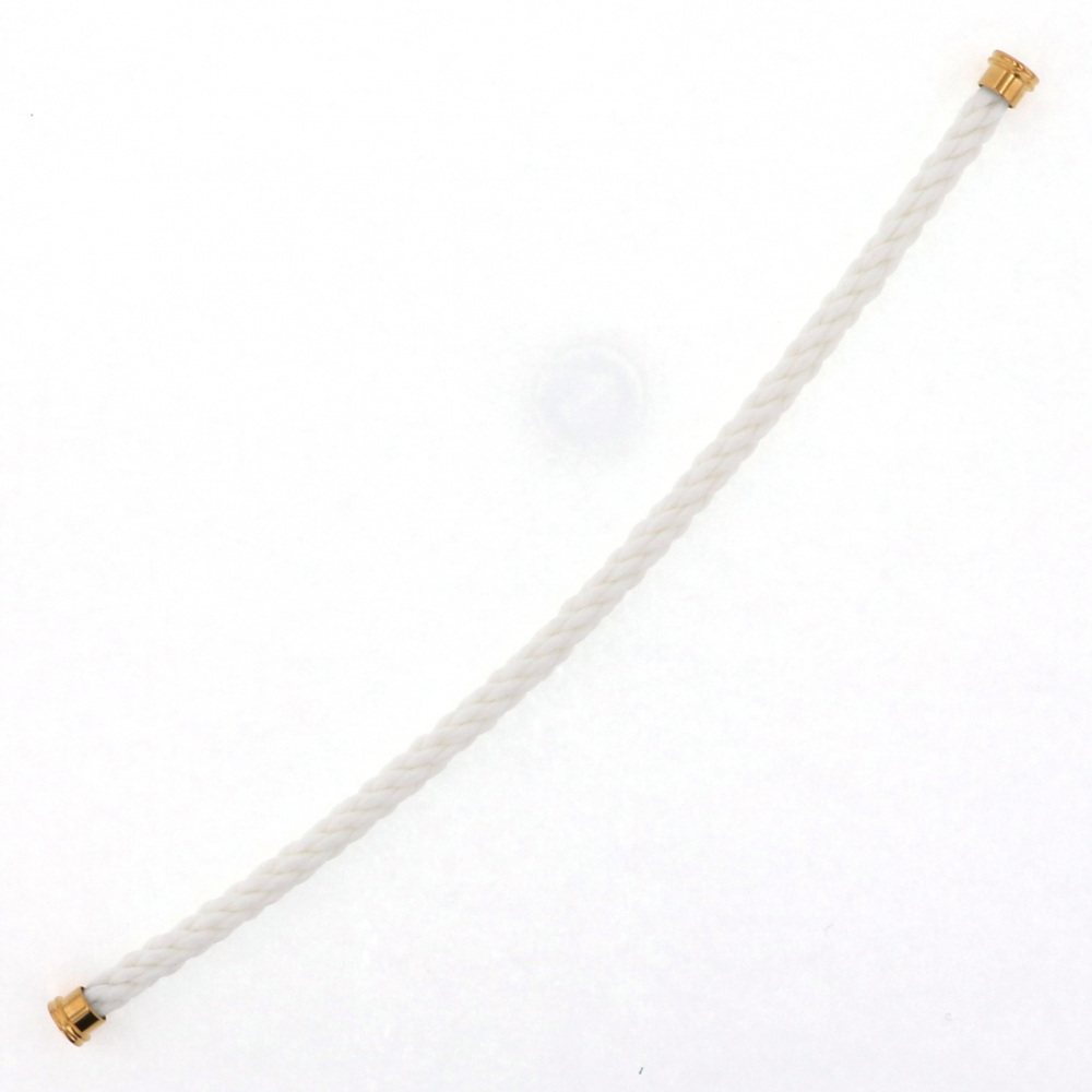 FRED Force 10 (lm) Textile Cable White 16 Jewelry Parts Mens Bracelet 18K Yellow Gold 6B0161