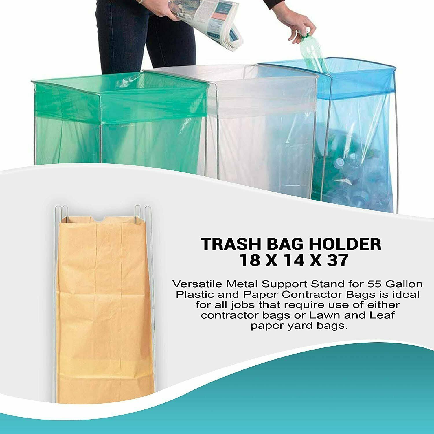Trash Bag Holders Steel Waste Container Holder 18x14x37 55 Gallon