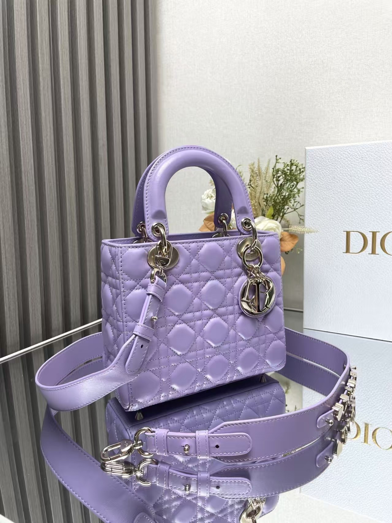 Top version Dior lady Purple sheepskin handbag - cnluxepick