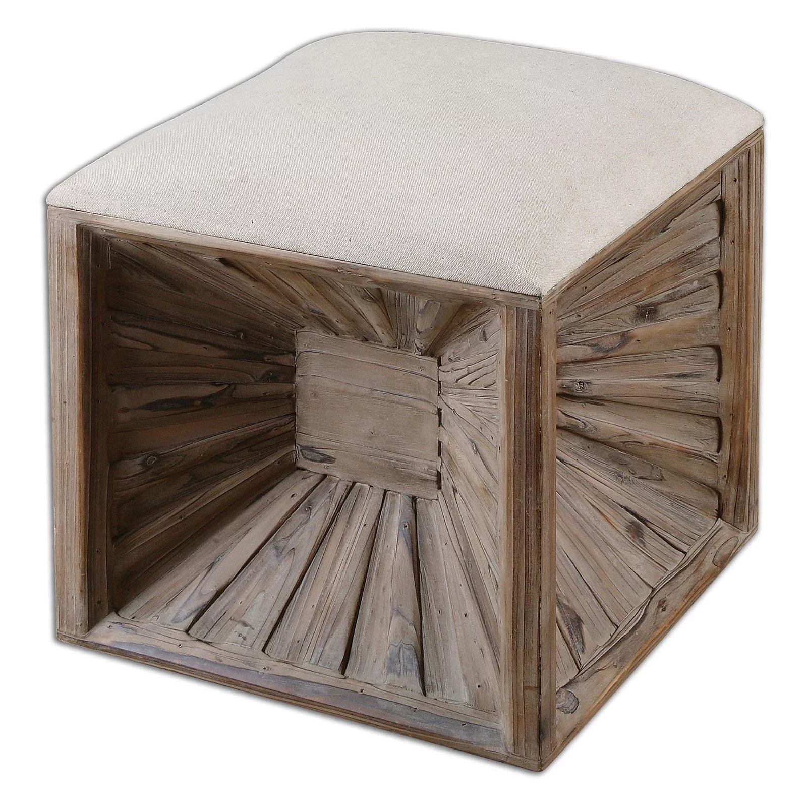 HN Home Akron Modern Farmhouse Wooden Ottoman