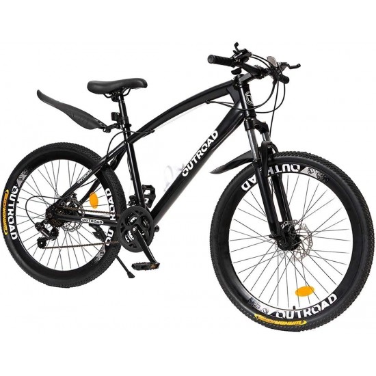 26 Inches Mountain Bike for Men/Women, 21 Speeds Trek Bike, 26 in Wheels, Full Suspension Adult Bicycle Spring Fork Anti-Slip Bikes, Black