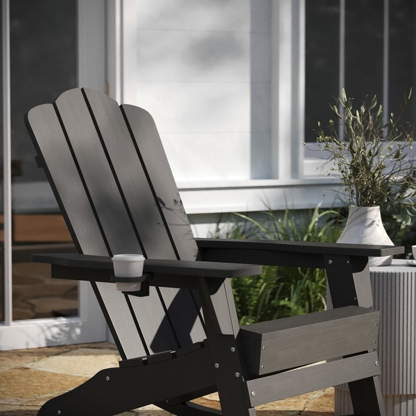 AllWeather Rocking Adirondack Chair with Swiveling Cupholder