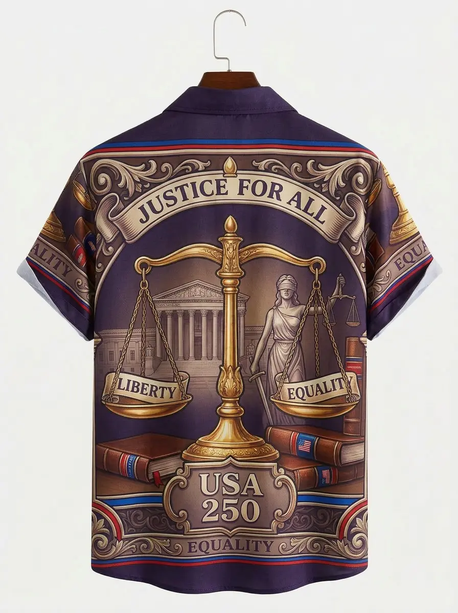 Men's printed shirts, Justice For All USA 250 Liberty & Equality Hawaiian Shirt