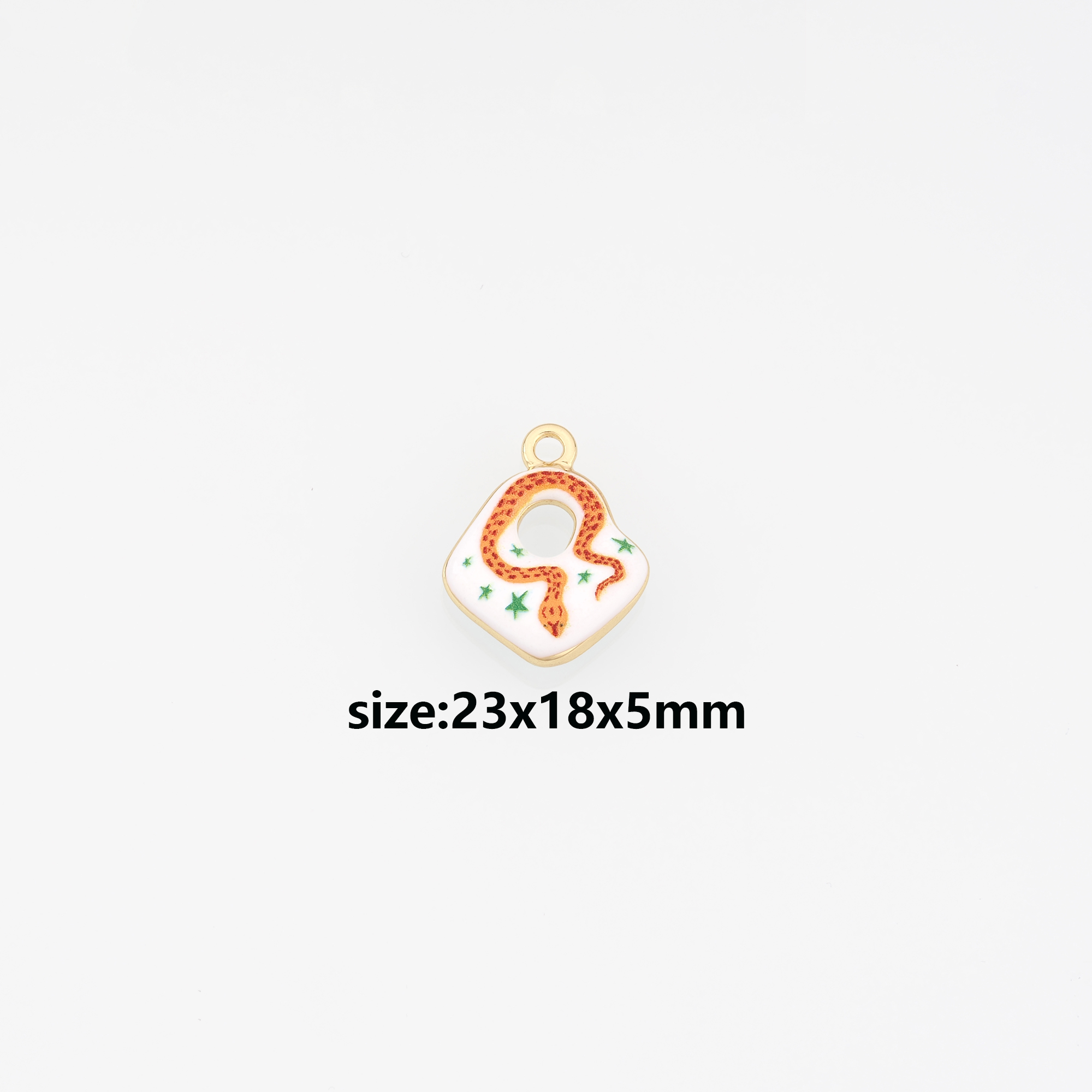 18K Gold Filled Snake Pendant,Enamel Reptile Charm Earrings Necklace for DIY Jewelry Making Supply