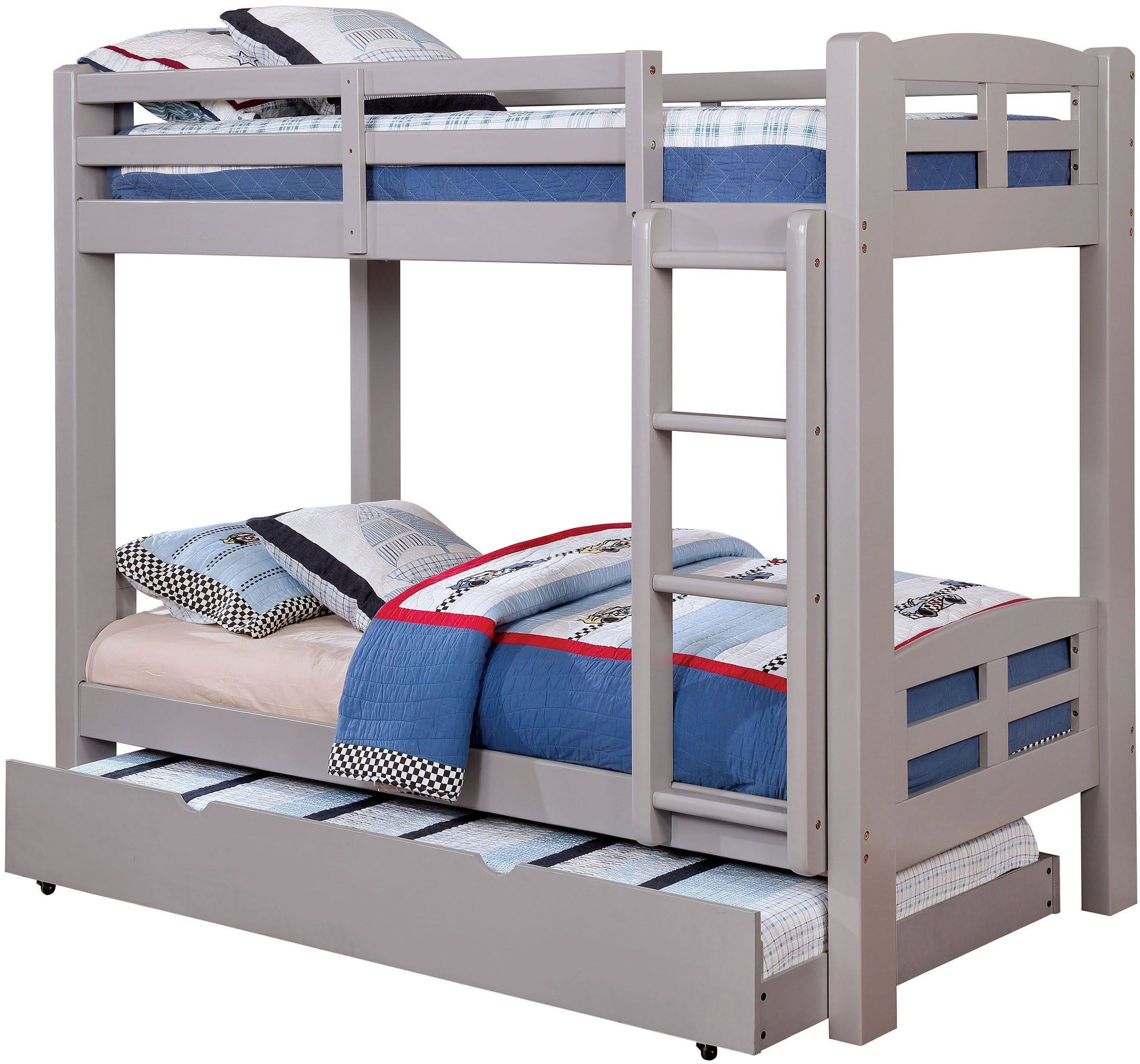 Furniture of America Solpine Gray Twin Over Twin Bunk Bed