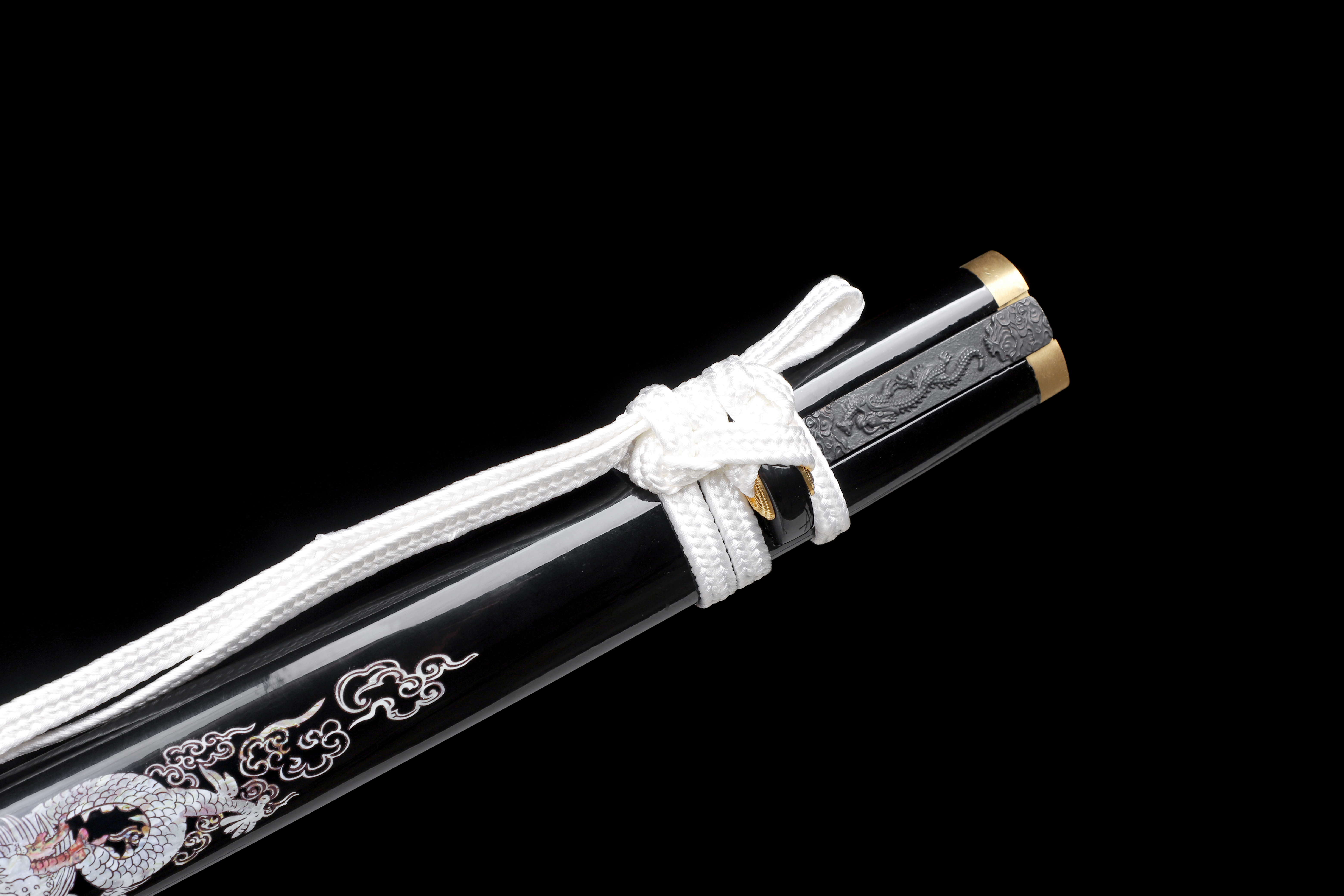 Handmade Katana Damascus Twisted Steel Silver Dragon Kozuka Kogai