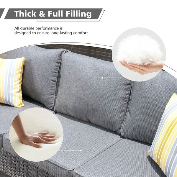 OVIOS 6piece Wicker Sectional Sofa Swivel Rocking Chair Set