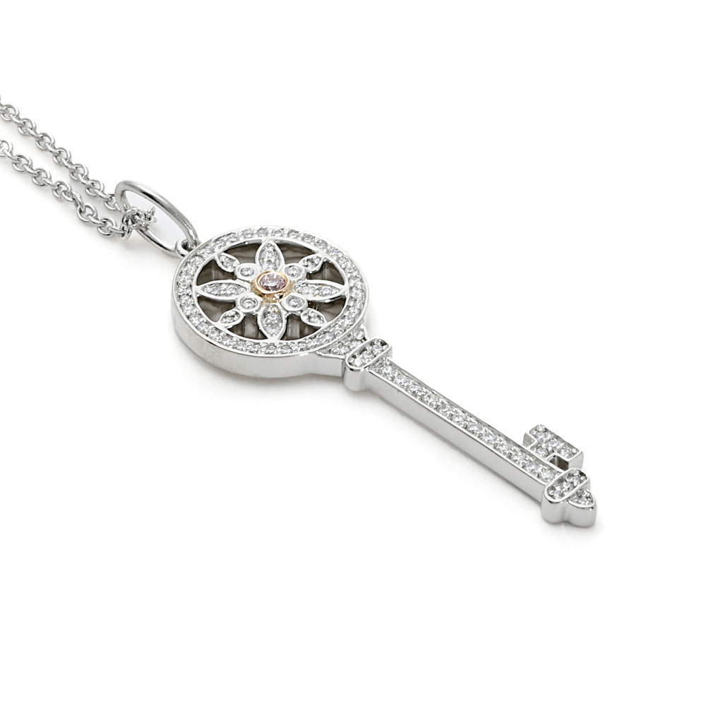 Tiffany & Co. Key Daisy Diamond Necklace Platinum & 18K Rose Gold