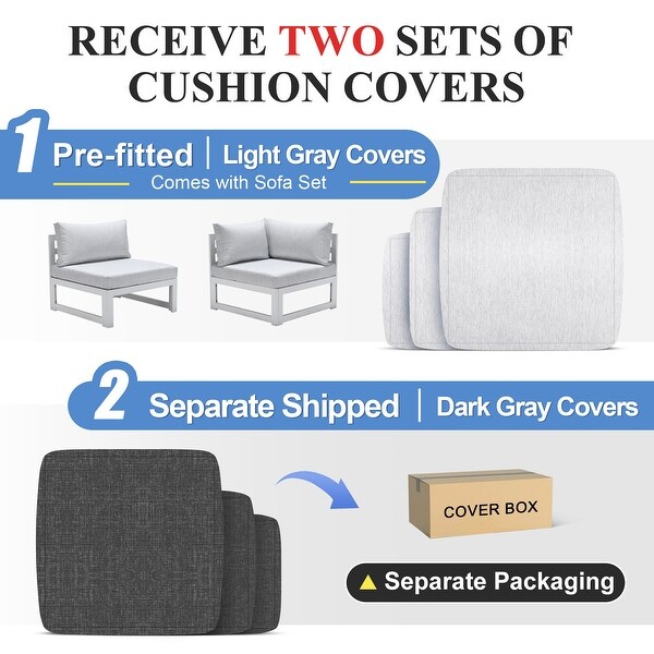 Nicesoul White Aluminum Modern Patio Furniture Sectional Sofa Set with Cushion