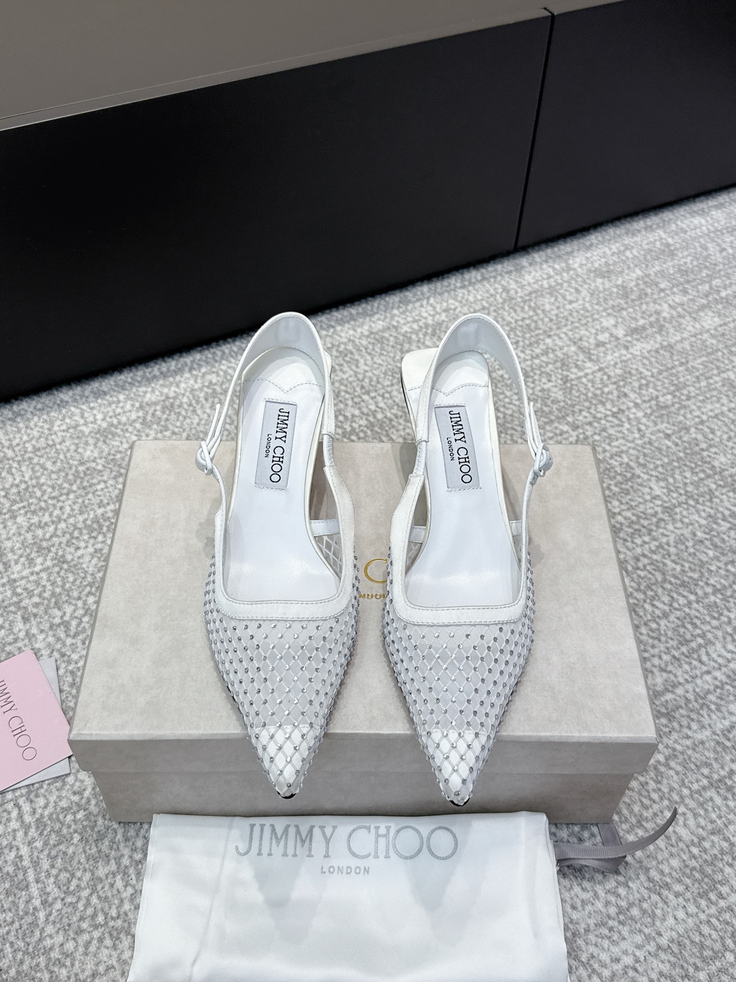 JimmyChoo New Mesh Rhinestone High-Heeled Sandals - cnluxepick