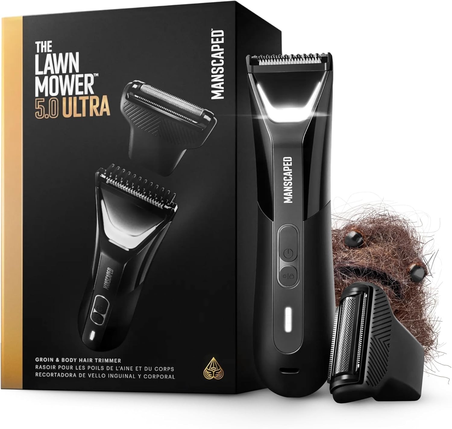 Hair Trimmer – Dual-Head Trimmer & Foil Blades, Waterproof Wet/Dry Groomer, USB-C Rechargeable with Travel Case, Men’s Ball Shaver, Black