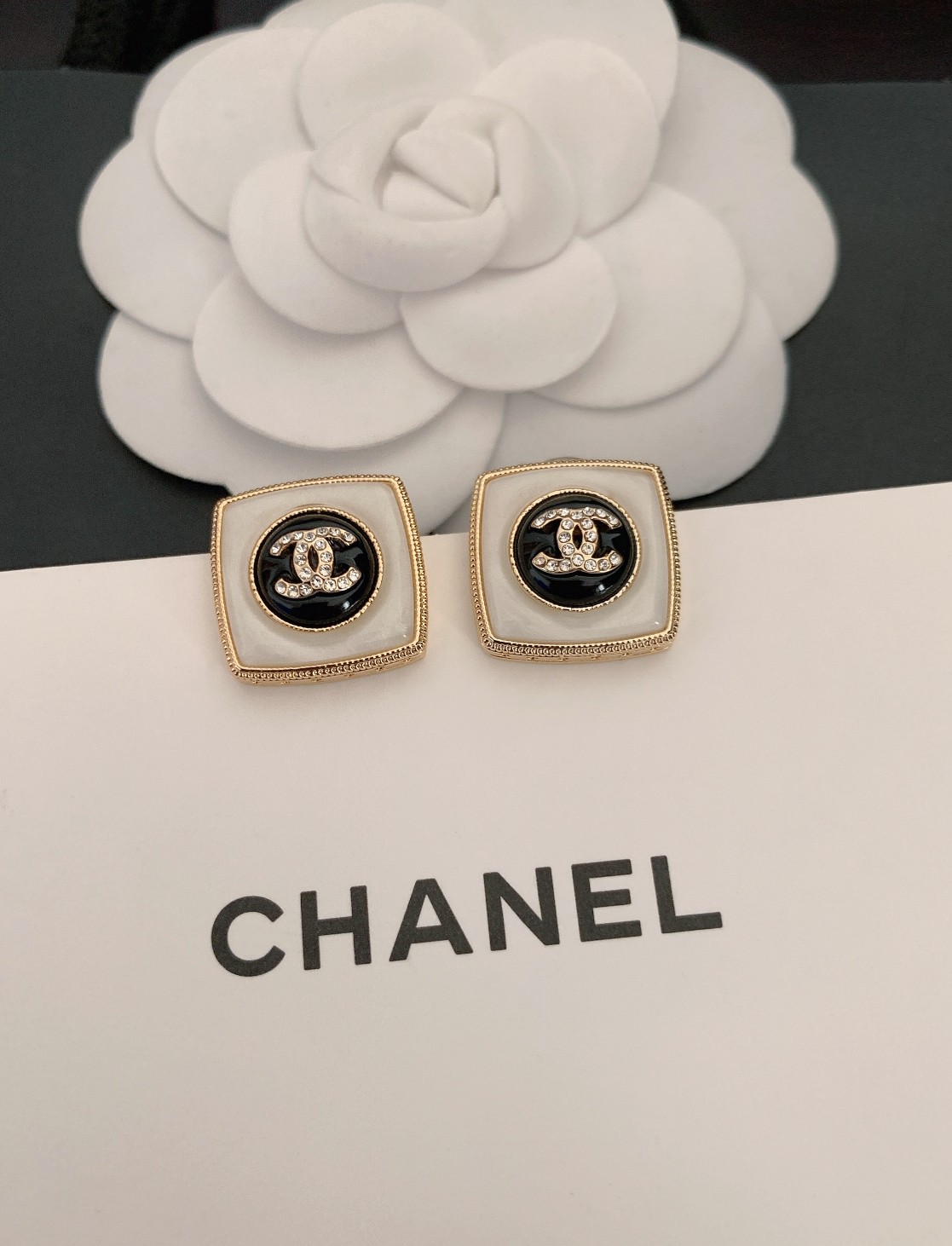 Chanel Stud Earrings Black
