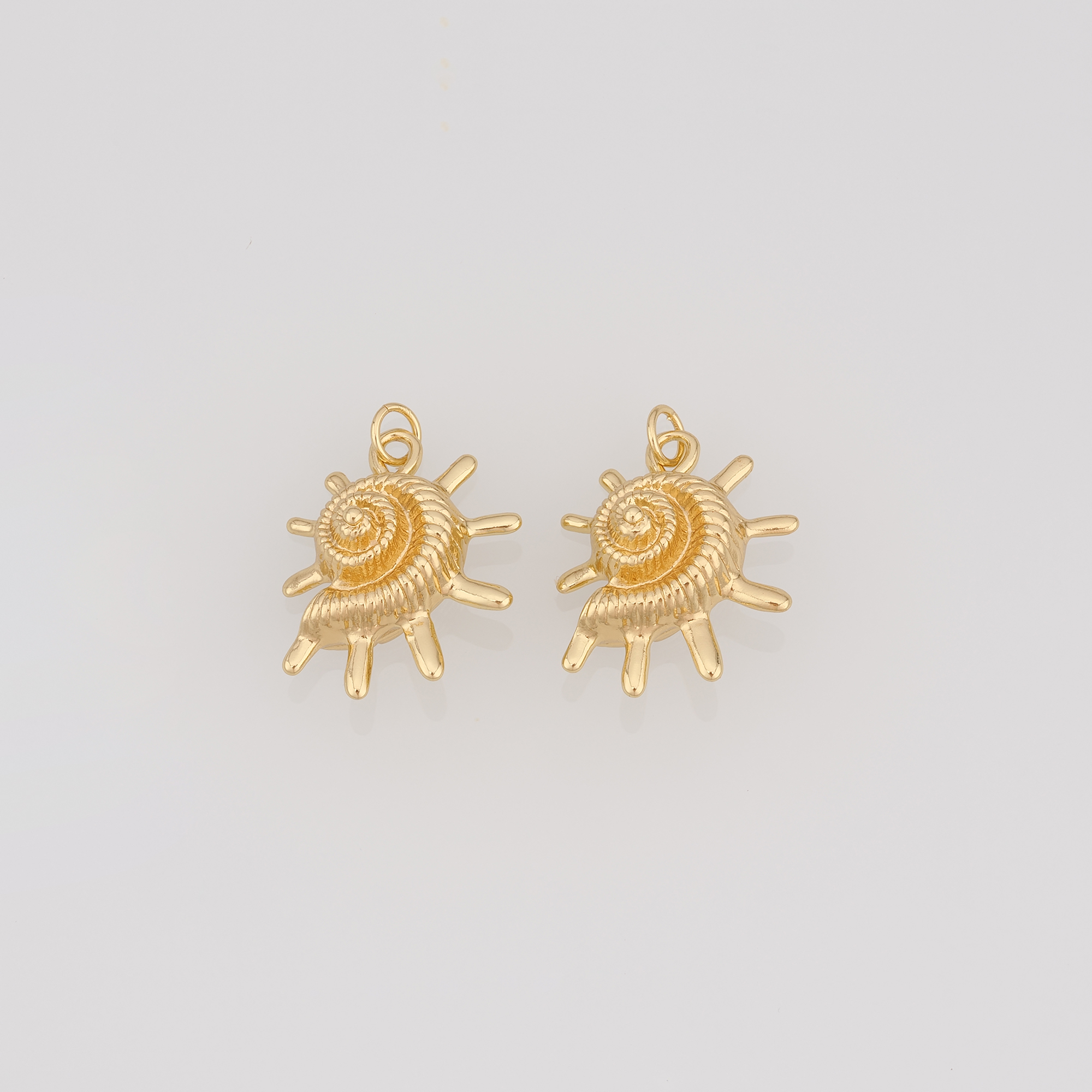 18K Gold Filled Conch Shell Pendant,Ocean Shell Charm Earrings Necklace for DIY Jewelry Making Supply