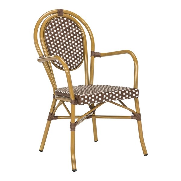 SAFAVIEH Rosen Bistro Stacking Brown/White Arm Chair (Set of 2)
